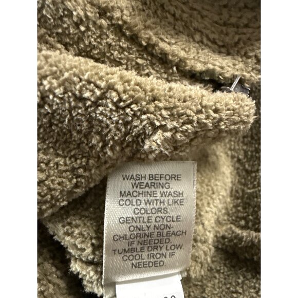 J. Jill Womens XL Khaki Zip-Up Cardigan Lightweight Fleece Pocket V-Neck Plush - Picture 5 of 6
